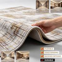 Alfombra Comercial Personalizada con Diseño Abstracto de Cuadrícula en Gris Dorado, para Oficinas, Hoteles, Vestíbulos, Proyectos, Alfombras para Sala de Estar, Alfombras Grandes