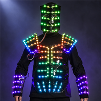 Masque LED Lumineux pour Costume de Soirée, Bar, Service de Bouteilles, Stroboscope, Tenue de Danse, Performance Scénique, DJ, Polyester WisdomTimes