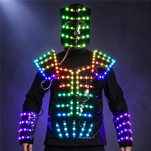 Máscara LED Luminosa, Disfraz de Armadura, Traje para Servicio de Botellas en Discotecas y Bares, Ropa Brillante con Luces Estroboscópicas para Bailar, Actuaciones en Escenario, Traje de Robot para DJ - Product Image 4