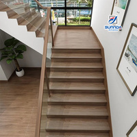 Carreaux de marche circulaires en grain de bois à bord rectifié de luxe prix usine anti-dérapant avec carreaux d'escalier en porcelaine pour marche et contremarche