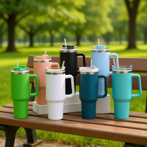 OEM Stainless Steel Tumbler 40oz with Handle Leakproof Lid Double Walled Vacuum Insulated with Spoon for Travel Office Gift - Product Image 2