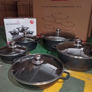 6-piece aluminum <b>pot</b> <b>set</b>, 20/24/28cm wheat rice stone non-stick soup <b>pot</b> - Product Image 2