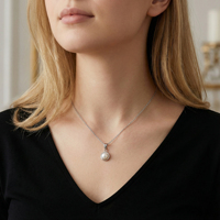 Bijoux de toutes sortes, fabrication en gros, collier en argent sterling 925 plaqué rhodium avec chaîne à maillons en perles d'eau douce pour femmes, cadeau
