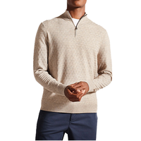 Pull en laine tricoté pour homme FNJIA, col zippé, tissu texturé, manches longues, pull chaud, automne, style business décontracté