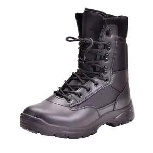 9 Inch Jungle Boots, High Ankle Black Boots with Padded Collar
