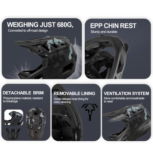 Helm Sepeda Downhill Full Face Unik, Helm Full Face All Mountain Enduro Trail, Standar CE CPSC - Product Image 3