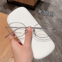 Gafas de Titanio con Lentes AC de Impresión de Lujo HD Transparentes, Ovaladas, Semi-Montura, para Adultos, Uso Diario Informal
