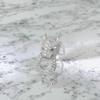 Bague léopard en argent sterling 925 massif Bague tendance Bijoux pour hommes et femmes