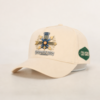 Casquette de baseball unisexe en coton beige, personnalisable, 5 panneaux, réglable, pour le sport en extérieur, avec logo brodé de haute qualité, vente en gros