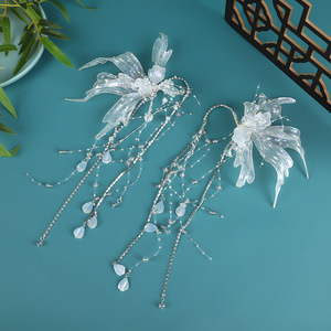 Nouvelles boucles d'oreilles sirène blanches faites à la main, design original 2024, chaîne de front, accessoires de maquillage, coiffe Hanfu - Product Image 4