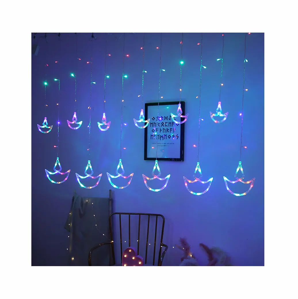 Heiß verkaufende Weihnachts lichter Diwali Anker String Vorhang Lichter Diya Boot Reihe Lichter Kerzen Festival Dekorationen LED