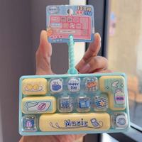 Porte-clés clavier lumineux 12 touches, jouet anti-stress à presser, pendentif multi-boutons dessin animé, vente en gros personnalisée