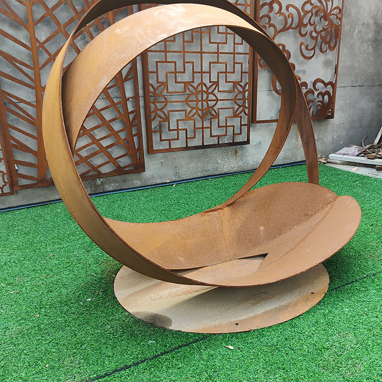 Outdoor Weathering Metal Art Garden Corten Steel Sculpture For Landscaping Project