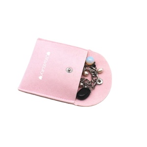 New high quality custom fashion suede jewellery envelope pouch flap jewelry bag with button