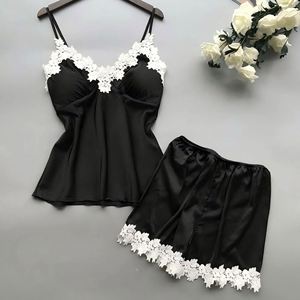 K2084 Nouveaux pyjamas décontractés pour femmes, vêtements de nuit simples pour le printemps, en stock, imprimé tendance à pois, ensemble short 2 pièces - Product Image 4