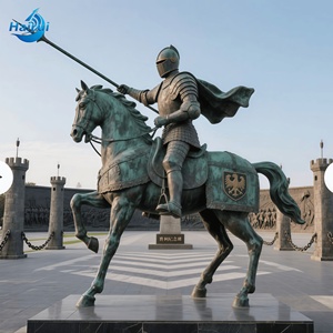 Sculpture de Don Quichotte grandeur nature en cuivre, laiton et bronze, personnalisée pour parcs et jardins, en métal, pour l'extérieur - Product Image 1