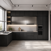 Système d'armoires de cuisine sur mesure MARFA Factory, étagère ouverte en bois empilable, intégrée, pour projets d'appartements, d'hôtels et de villas