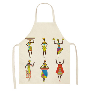 Delantales estampados africanos ama de llaves moda chica patrón algodón Lino cocina mujer delantal - Product Image 3
