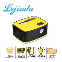 LEJIADA Nuevo Mini Proyector T20 Portátil 1080P USB HD LED para Cine en Casa, Reproductor de Video Multimedia, 320x240 Píxeles, Fácil de Transportar