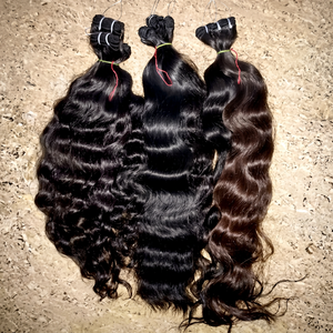 Cheveux Remy 100% naturels non traités, tissage de cheveux humains indiens Remy, double trame machine, extension de cheveux de temple, ondulation profonde lâche, 100g, permanente - Product Image 1