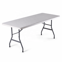 Table pliante blanche moderne tendance pour restaurant et banquet de mariage, table de pique-nique portable en plastique HDPE pliable