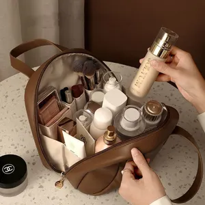 2024 nuova moda accessori da viaggio grande borsa per il trucco in pelle da viaggio borsa cosmetica da donna