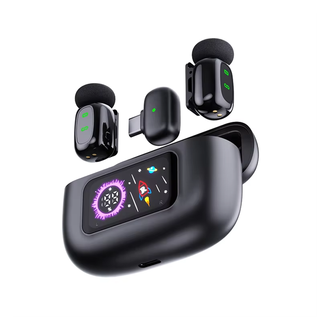 T80 Wireless Lapel Mini Lavalier Mic Connector 1-Drag-2 Hands Free Reporting Microphone for Mobile Phone Tiktok Youtube