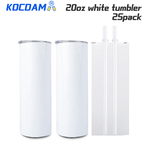 KOCDAM USA Warehouse Bulk 20oz Stainless Steel Double Wall Heat Press Sublimation Eco-Friendly Party Skinny Straight Tumbler - Product Image 5