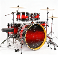 Professional Heavy-Duty 3-Cymbal Wood Metal Drum Set with Customizable Color/Logo Included