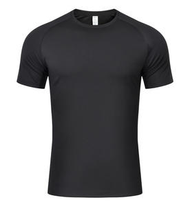 Camiseta deportiva de ajuste seco catiónico con logotipo OEM para hombres y mujeres, ropa de gimnasio de secado rápido para entrenamiento de Yoga, patrón liso sólido de gran tamaño - Product Image 1