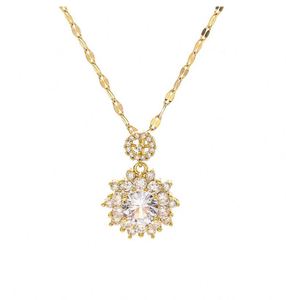 Conjunto de Collar y Pendientes de Acero de Titanio con Zirconia, Diseño de Girasoles y Copos de Nieve Románticos, para Boda Nupcial - Product Image 2
