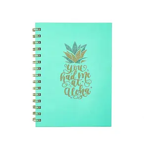 Custom Printing Leuke Ananas Hardcover Spiraal Journal, Groothandel Schrijven Papier Notebook Met Handgemaakte