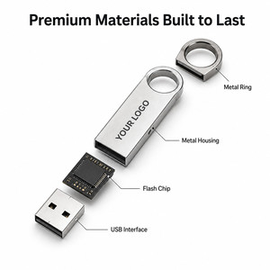 แฟลชไดรฟ์โลหะแบบหมุนได้ พิมพ์โลโก้ได้เอง ความจุ 32GB 64GB ของขวัญส่งเสริมการขายสำหรับธุรกิจ องค์กร ของขวัญสำนักงาน ของขวัญเทคโนโลยี - Product Image 4