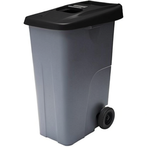 Contenitore per Riciclaggio 85 L con Coperchio Nero Apribile e Ruote - Product Image 2