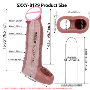 Manchon de pénis ultra réaliste SXXY avec perles à l'arrière, extenseur de pénis en silicone souple, préservatif réutilisable pour hommes, retard de l'éjaculation - Product Image 2