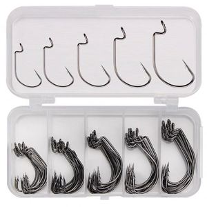 OEM 50pcs/box 5 크기 38105 고 탄소 강철 낚시 후크 가시 지그 후크 웜 소프트 미끼 센코 미끼 텍사스 리그 후크 키트 - Product Image 2