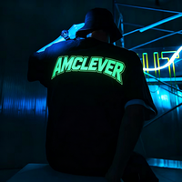 T-shirt personnalisé Qianying, luminescent dans le noir, streetwear pour hommes, t-shirt réfléchissant