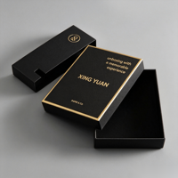 Collection de boîtes rigides de luxe personnalisées en deux parties, noir mat avec estampage à chaud en feuille d'or et gaufrage pour coffret cadeau haut de gamme