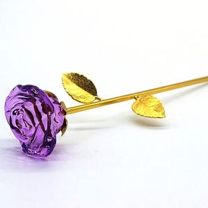 Gold Plated Modern Art Crystal Rose Flower Ornament with Stand - Ideal Gift for Valentine's Day and Romantic Occasions - Product Image 4