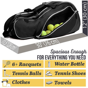 थोक यूनिसेक्स डिजाइन पेशेवर कंधे टेनिस खिलाड़ी युवाओं और वयस्कों के लिए 6 रैकेट टेनिस बैडमिंटन रैकेट बैग - Product Image 4