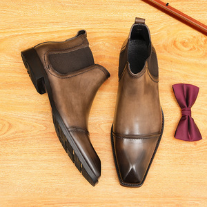 Botas Chelsea de Cuero Modelo 2025 - Diseño Británico Retro con Tres Conectores, para Hombre, Formales, Casuales, Cálidas, de Otoño, de Una Pieza - Product Image 3