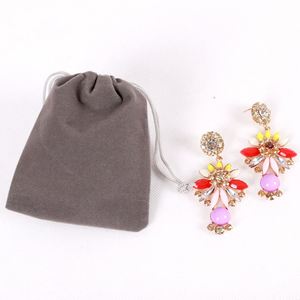 Custom Logo 7X9cm Gray Velvet Luxury Lightweight Jewelry Pouch & Packaging <b>Bag</b> for Earrings, Facial Cleanser, Sunscreen <b>Cream</b> - Product Image 2