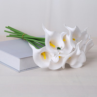 Bunga Calla Lily Buatan PU, Rangkaian Bunga Palsu, Realistis, Tahan Air, Dekorasi Meja Ruang Tamu dan Ruang Makan Modern