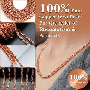 Perhiasan Tembaga Murni Khusus untuk Arthritis, Kalung Rantai Minimalis Fashion, Hip Hop Figaro & Cuban Link Chain 2/3/4/5/6/7/8mm - Product Image 3