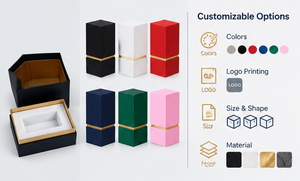 Boîte cadeau carrée noire avec bande dorée, couvercle amovible, insert renforcé, logo personnalisé, pour bijoux, cosmétiques, électronique, boîte cadeau de luxe - Product Image 2