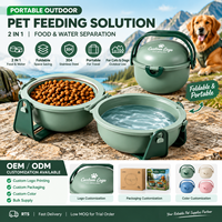 Bol d'alimentation portable 2 en 1 pour animaux de compagnie avec logo personnalisé, inclinable, en acier inoxydable 304, pour chien et chat, nourriture et eau, voyage en plein air, camping, accessoires pour animaux de compagnie