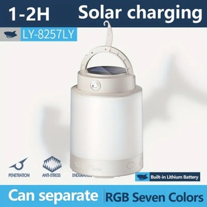 Lampes de camping solaires multifonctionnelles d'extérieur, conception à double lumière séparée avec sortie, lumières de camping colorées - Product Image 4