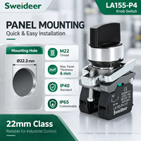 Commutateur rotatif métallique Sweideer 22 mm, 2/3 positions, à rappel par ressort, pour contrôle industriel