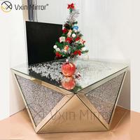 Table d'appoint en bois concassé WXWF-711, table basse moderne effet diamant, ensemble pour salon – Approvisionnement direct usine