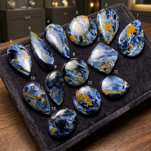 Lot de cabochons de pietersite naturelle en vrac, motifs bleus dorés tourbillonnants, qualité supérieure, jeu de couleurs et d'étincelles pour la fabrication de bijoux - Product Image 2
